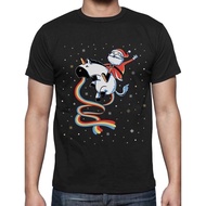 Santa Riding Vomiting Rainbow Unicorn Ugly Christmas T-Shirt Gift Idea