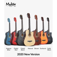 Mukita New Version 38 Inch Acoustic Guitar with Free gift strings, capo, pick, sticker (BLW)