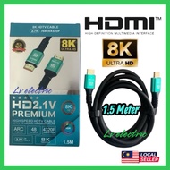 8K HDMI 1.5M HDMI To HDMI 2.1 Cable 8K 60Hz 4K 120Hz 48Gbps