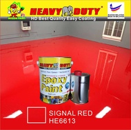 SIGNAL RED HE6613 ( 5L ) HEAVY DUTY EPOXY BRAND Two Pack Epoxy Floor Paint - 4 Liter Paint + 1 Liter hardener