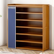 QM🌹Shoe Rack Multi-Layer Household Dustproof Shoe Cabinet Storage Shoe Rack Bamboo Large Capacity Simple Lobby Household