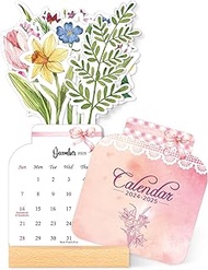 Zuozee Small Desk Calendar 2024-2025, 20 Months Floral Desktop Calendar - Runs From May. 2024 Until 