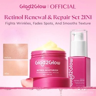 【Pout Mall】[R]Glad2Glow 2PCS 2IN1 Peach Retinol Set - Serum 17 ml + Moisturizer 30g Rejuvenating Ant