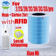 【blue-RFID】Original and Authentic Replacement Compatible with Xiaomi 2/2S/2H/2C/3H/3C/3S/pro Filter Air Purifier Accessories High Quality HEPA&amp;Active Carbon High-Efficiency Antib