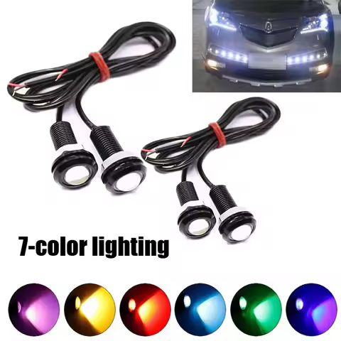 2PCS Car LED Eagle Eye Lights, 18mm Constant-On Lights with 7 Color Options, Turn Signal Lights, Car