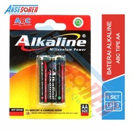 BATRE ABC ALKALINE TIPE AA [1.5V/2 PCS] / BATERAI UKURAN A2 KECIL / BATTERY REMOTE / BATU BATERE ALK