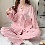 Pure Cotton Pajamas Set Womens New Long-sleeved Home Wear Set Spring and Autumn Elegant Loose Pajama