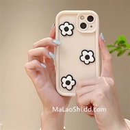 Suitable for IPhone 11 12 Pro Max X XR XS Max SE 7 Plus 8 Plus IPhone 13 Pro Max IPhone 14 15 Pro Max White Colour Phone Case with Three Flowers Simple Accessories