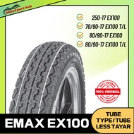 Emax Motorcycle Tubeless Tyre EX100 EMAX Motor Tube Type Tayar  70/90-17 80 90 17 250-17 797 897 TL 