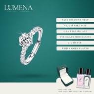 [Lumena] Bliss 1.0 Carat Moissanite Diamond Adjustable White Gold Plated 925 Silver Ring