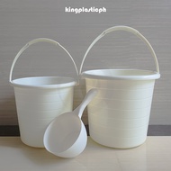 Heavy Duty White & Mocha Pail / Timba and Dipper /  Tabo