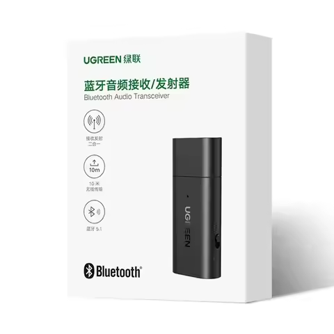 UGREEN 5.1 Transmitter Receiver 2 in 1 Wireless USB Adapter Built-in Microphone 3.5mm Audio Dongle