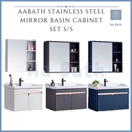 [With Installation] 60cm AABATH Stainless Steel Basin Cabinet Mirror Set Bathroom Vanity Set Model SS1013/SS1014/SS1016