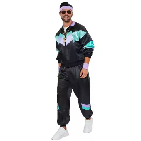 80s 90s Outfit for Men Women Retro Tracksuit for Men Hip Hop Windbreaker 90s Disco Sportswear For Pa
