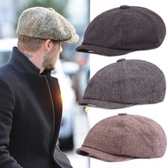 Fashion Men Retro Linen Newsboy Caps/ Vintage Casual Striped Beret/ Women Autumn Winter Wide Brim Oc