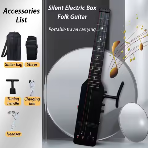 Mini Silent Electric Box Folk Guitar Travel Portable Carry Guitars Adult Beginners Silent Guitar Pro