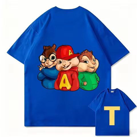 Children's alvin and the chipmunks Printed T-shirt Boys Cartoon Top Girls Trendy Cool Short Sleeved 