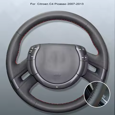 Black Microfibre Leather Car Steering Wheel Cover For Citroen C4 Picasso 2007-2013 Custom DIY Auto S
