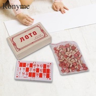 [Ronyme] Russian Lotto Bingo Game Fun 48 Bingo Number Cards Vintage Wooden Bingo Set for Parties Hol