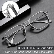 OYKI ญี่ปุ่น Ultra-Light แว่นตาอ่านหนังสือสำหรับผู้ชายผู้หญิง Anti Blue Light Titanium Square กรอบแว่นตา Presbyopic แว่นตาสายตายาวเกรด + 100ถึง + 400