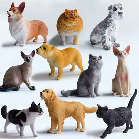 2 Types of Pvc Realistic Cat and Dog Models | Corgi, Golden Retriever, Fat Orange Dog | Christmas/Ne