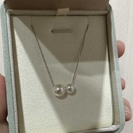 Natural Freshwater akoya Pearl Passepartout 18k Gold Double Bead Small Bulb Pearl Pendant All Pearls