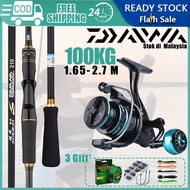 DAIWA Fishing Rod Set Combos Joran Kekili Tali Dan mata kail Set Full Set Spinning Reel Combos