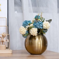 Round Vase Gold Flower Pot/Round Flower Vase Aesthetic Decor