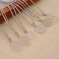 Peace Buckle Necklace Chalcedony Fox Calabash Pendent Necklace Natural Safety Lock Necklace