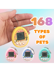 帶有168款虛擬寵物的經典電子寵物機鑰匙掛件,小型遊戲鑰匙掛件,背包掛件,可養育和玩遊戲,是聖誕節和生日禮物的絕佳選擇