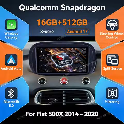 Android 17 Car Radio For Fiat 500x 2014 - 2020 BT 2DIN Multimedia Stereo Video Player GPS NAVI Head 
