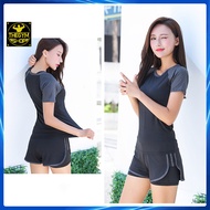 AMIN AM007 high-end women's gym, yoga, and sports clothes Set, T-shirt + Bra + Shorts
