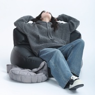 ลายทางสีเทา เสื้อสเวตเตอร์ถัก ผู้หญิง หลวม อเมริกันวินเทจ มีฮู้ด Heattech แขนยาว ขนสัตว์ เสื้อสวม สํ