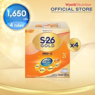 [ยกลัง] S-26 GOLD PRO-C 3™ ผสมแอลฟา สฟิงโกไมอีลิน™ ผสมบีแล็กทิส นมผงสูตร 3 ขนาด 1650 กรัม 4 กล่อง