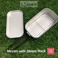 Mestin with/without steam rack, outdoor/camping cooking set, Mestin Perkhemahan dgn rak stim; 户外野营方形
