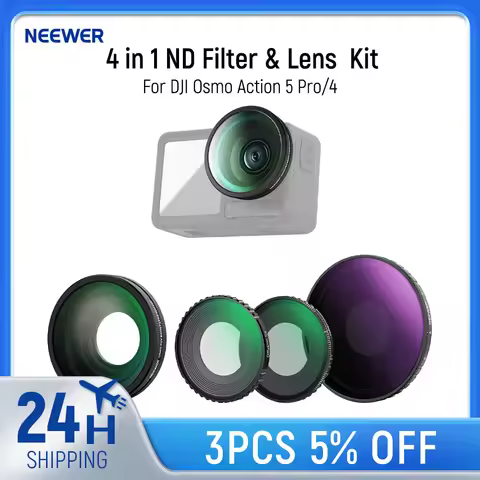 NEEWER 4 in 1 ND Filter & Lens Accessories Kit For DJI Osmo Action 5 Pro/4, Variable ND8-32 + CPL + 