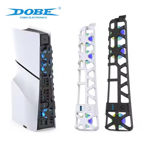 DOBE Cooling Fan for PS5 Playstation 5 Slim Console Disc Edition/Digital Edition with RGB Lighting a