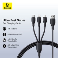 Baseus Ultra-Fast One-for-Three USB-A to M+L+C 3.5A 0.8m/1.3m Fast Charging Cable