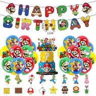 Super Mario Theme Birthday Party Decoration Banner Cake Topper Latex Balloons Party Needs Scene Layout Decor