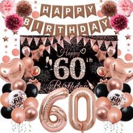 Rose Gold Theme Birthday Decorations, 50th 60th 70th 80th Birthday Decorations For Women, Includes N