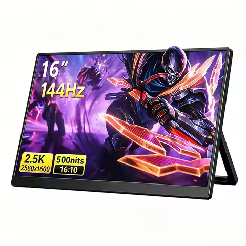 MAFNKOU 16 Inch 144Hz Gaming Monitor QHD 2.5K 500nits External Portable Screen With Dual Speaker