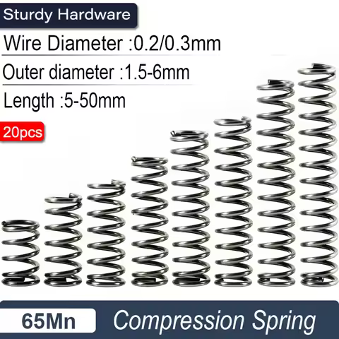 Precision Micro Compression Spring 0.2-0.3mm Wire 1.5-6mm OD 65Mn Steel for Industrial Lab Instrumen