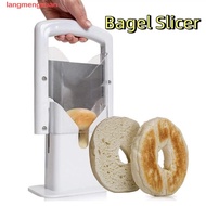 LANGMENGXUAN Bagel Guillotine Slicer, Stainless Steel Safety Handle Bagel Slicer, Portable Reusable 