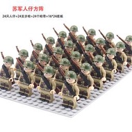 【台中積木老頑童玩具屋】D260 袋裝積木人偶 軍事系列 二戰 蘇軍 24隻人偶配槍 附底板
