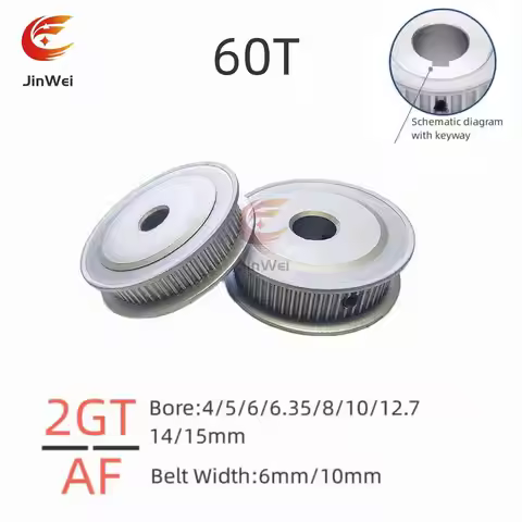 GT2/2GT Number of Teeth 60T Timing Pulley Bore 4/5/6/6.35/8/10/12/12.7/14/15mm For Belt Width: 6mm/1