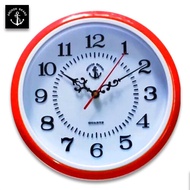 Velashop นาฬิกาแขวนผนัง ตราสมอ Anchor Brand No.55 ขอบพลาสติกอย่างดีสีแดง เครื่องเดินกระตุก เสียงเงียบ ทนทาน ขนาด 10 นิ้ว รับประกัน 1 ปี