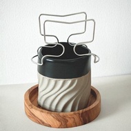 橄欖木杯托掛耳咖啡架組合