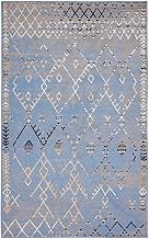 Furnish My Place Trellis Pattern Rug - 5 ft. x 8 ft., Light Blue, Bohemian Rug with Transitional Des