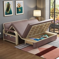 Faux Leather Sofa Bed Multifunctional Folding Bed Single Double Bed Retractable Push-Pull Storage Balcony Bed