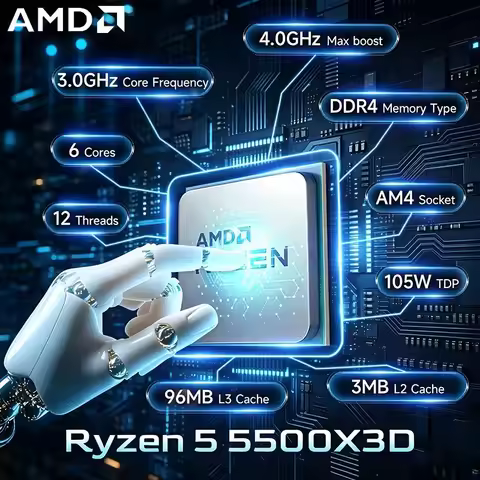 AMD Ryzen 5 5500X3D 3GHz 6-Core 12-Thread Socket AM4 NEW Gaming Processor DDR4 L3 96M 105W 7NM R5 55